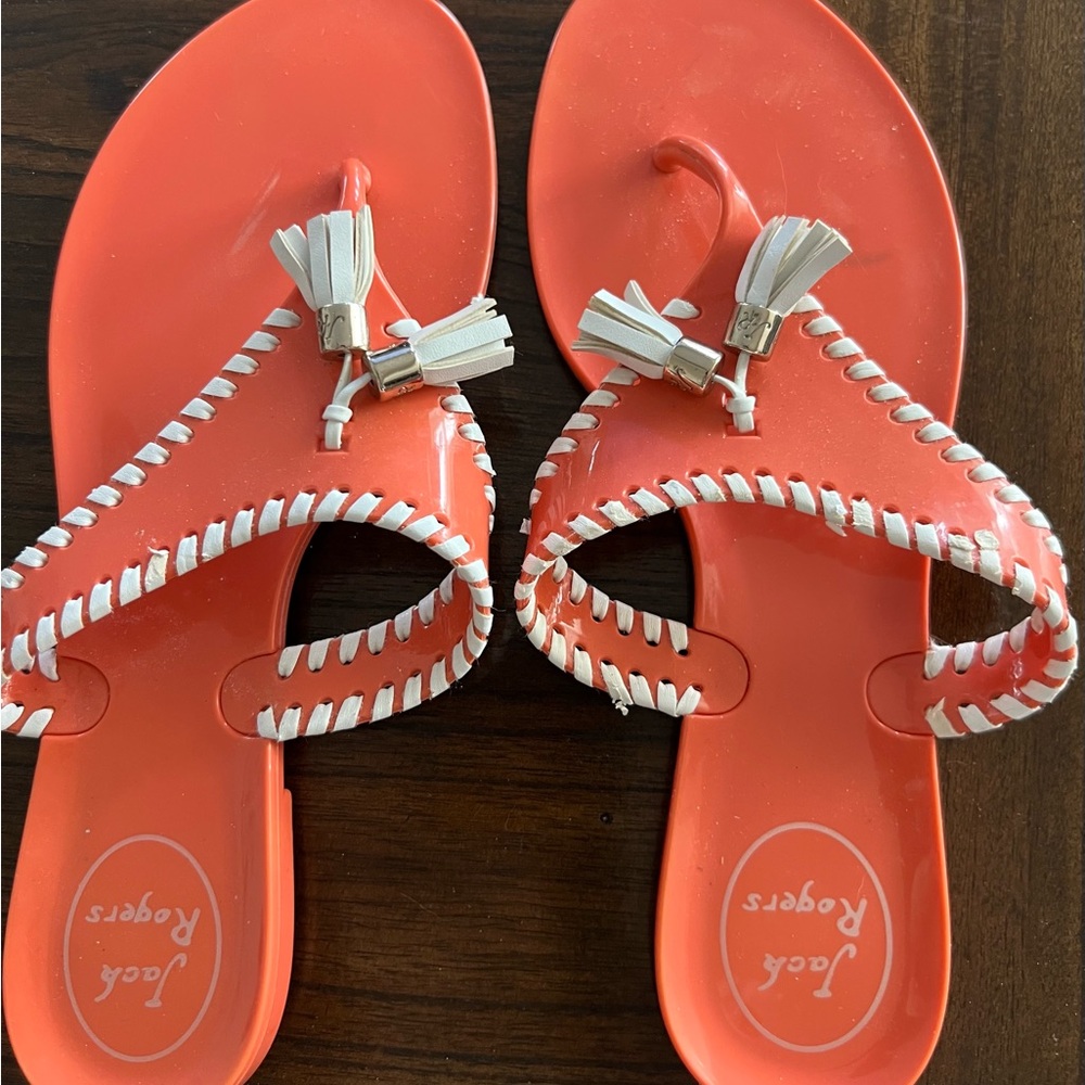 Jack Rogers Coral Sandals with Tassel Detail